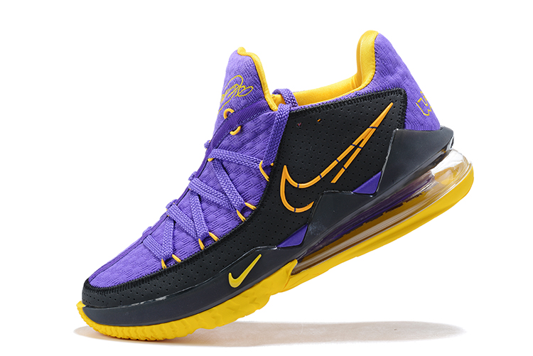 2020 Men Nike LeBron 17 Low Purple Yellow Black - Click Image to Close